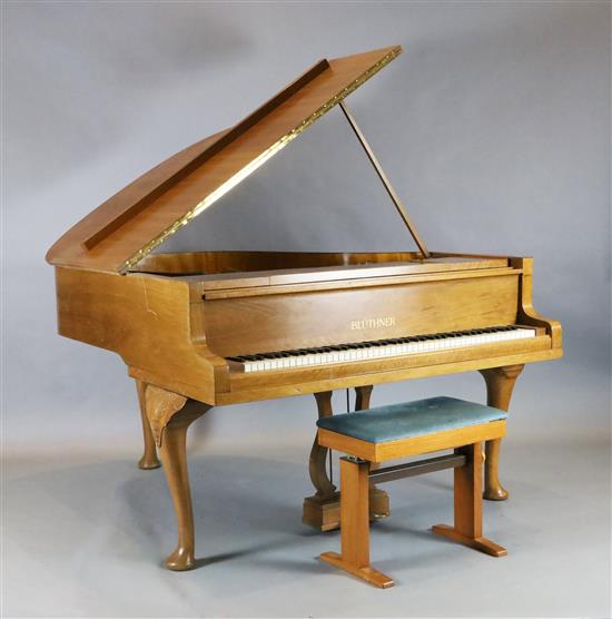 A Bluthner walnut cased boudoir grand piano, W.4ft 10in.